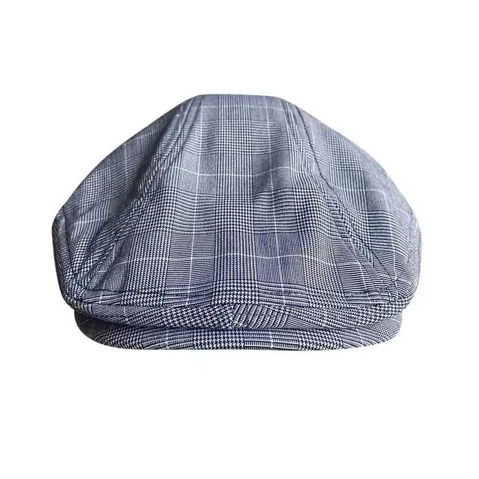 Chapeau de Gavroche unisexe en coton noir et blanc motif à carreaux style célébrité d'Internet pour hommes et femmes occasions spéciales voyage printemps été automne