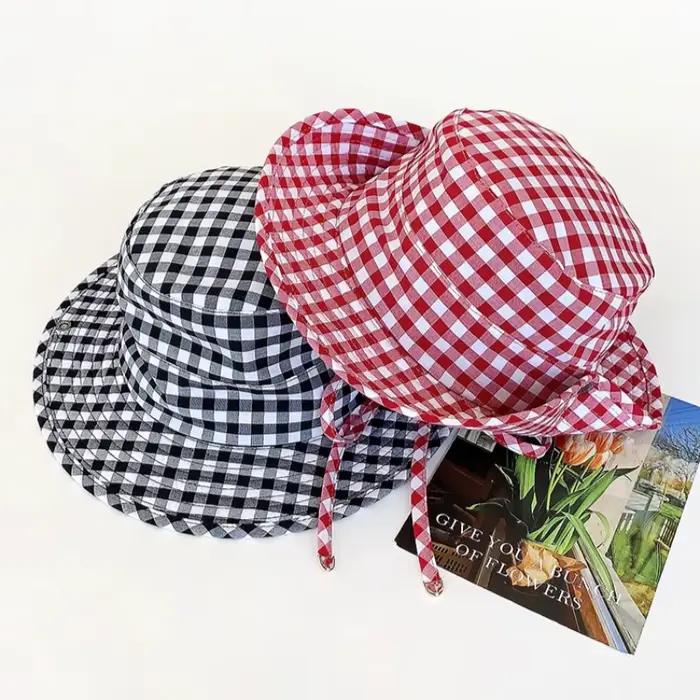 Chapeau Bob Printemps-Été à Pois et Grille pour Fille