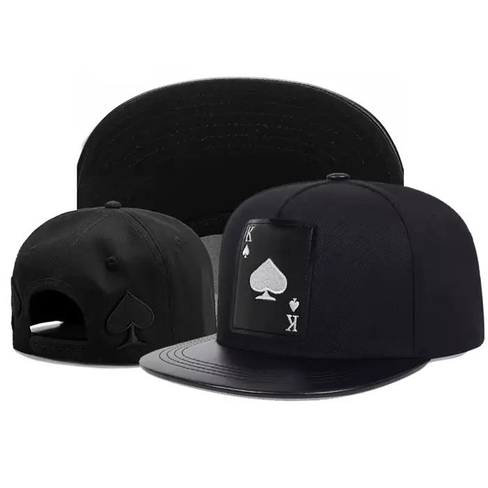 King-Casquettes de baseball brodées de cartes à jouer en cuir pour hommes et femmes