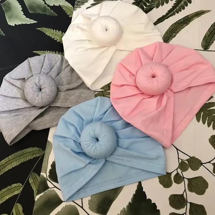 Chapeau turban bébé unisexe en coton pour filles et garçons 0-1 an accessoire de cheveux pour enfants mignon turban noué pour nouveau-né occasions spéciales