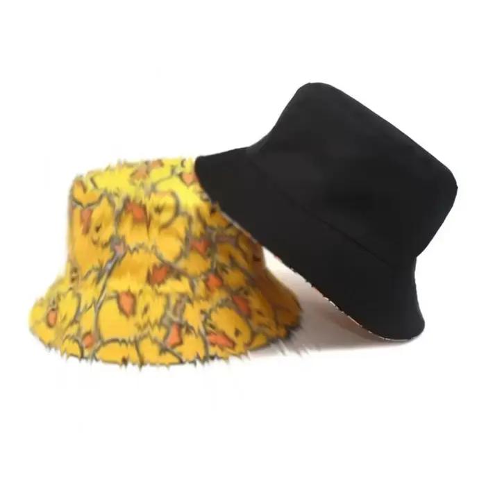 Chapeau de pêcheur double face motif canard jaune