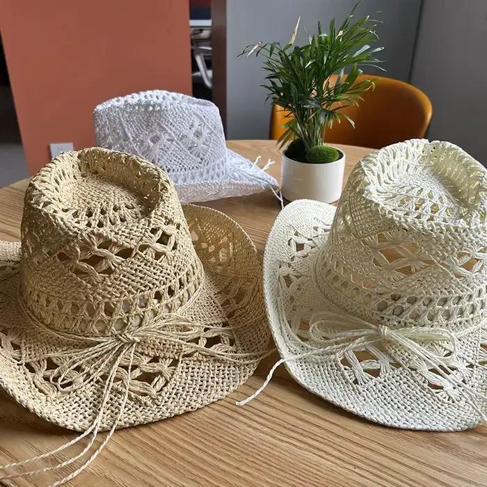Chapeau Cirboy en paille de style bohème pour hommes et femmes