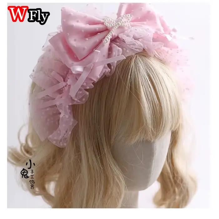 Harajuku gothique Lolita fait à la main chapeau bandeau manches
