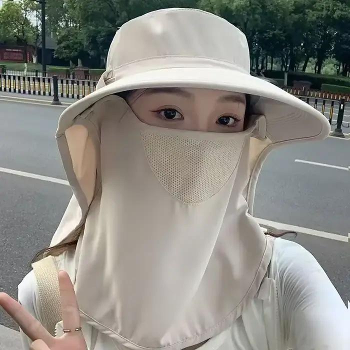 Chapeau de soleil respirant et résistant aux UV avec masque facial et protection du cou
