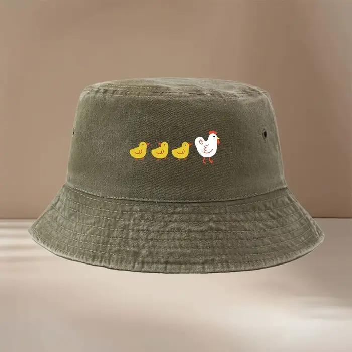 Chapeau de pêcheur avec motif poule et poussin
