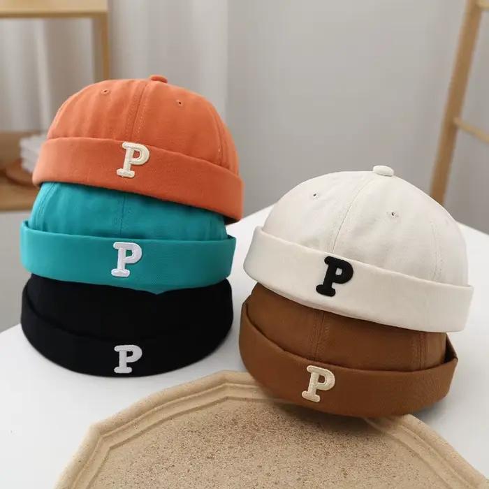 Lettres Vintage brodées bébé chapeau sans bords printemps enfants garçons filles Hip Hop Docker casquette réglable