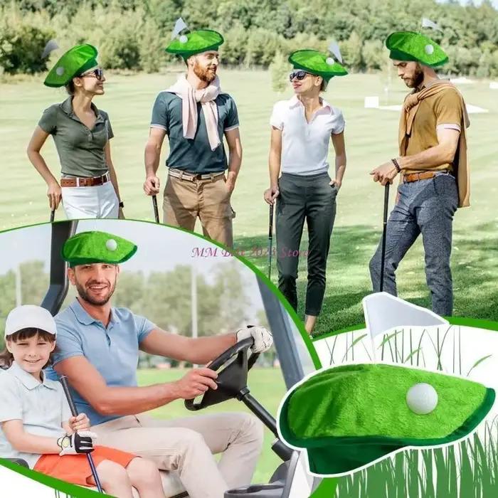Chapeau golf vert unique avec drapeaux et balle pour homme et femme occasions spéciales activités de loisirs et tenues de golf