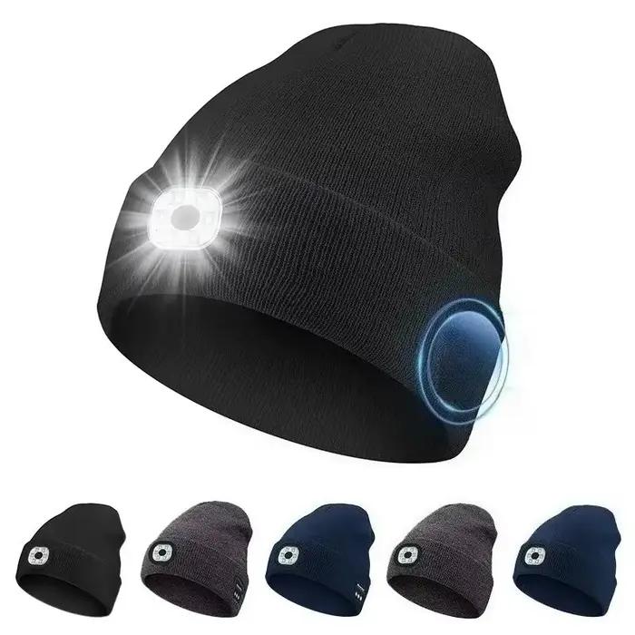 Casquette tricotée musicale à LED Bluetooth pour course nocturne
