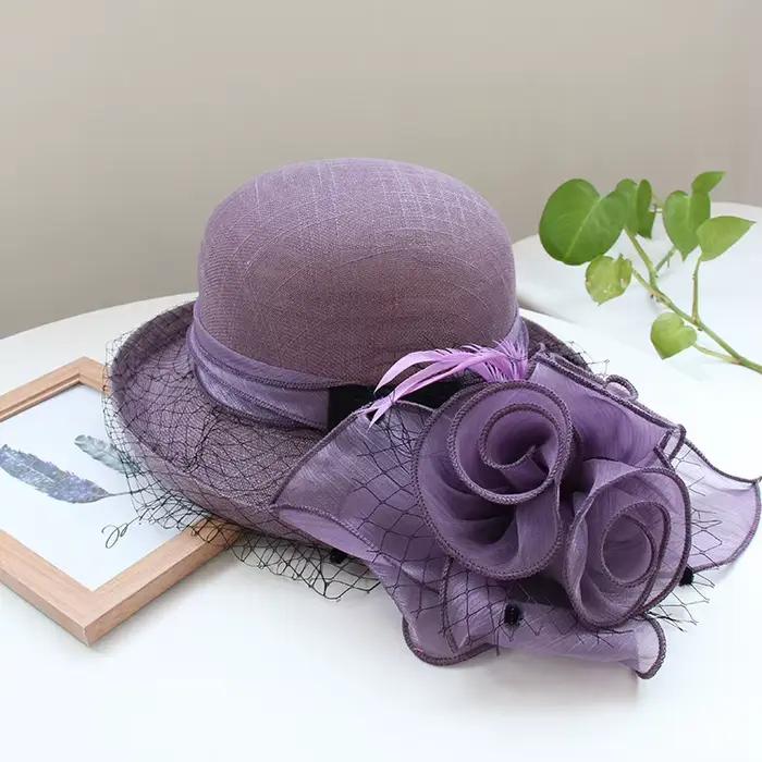 Chapeaux de soleil élégants en lin européen et américain à fleurs