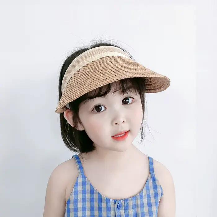 Chapeau à visière en paille pour filles