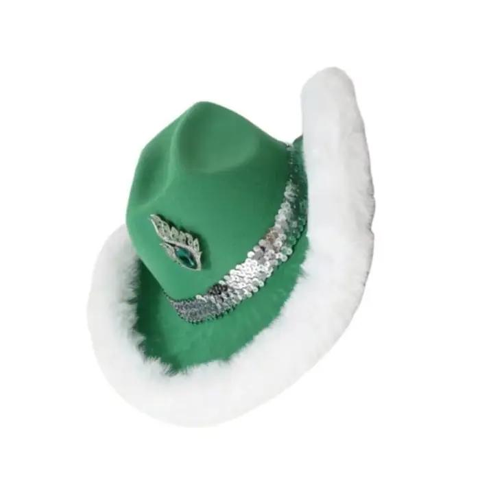 P9FE Homburg chapeau haut forme à bord en fourrure