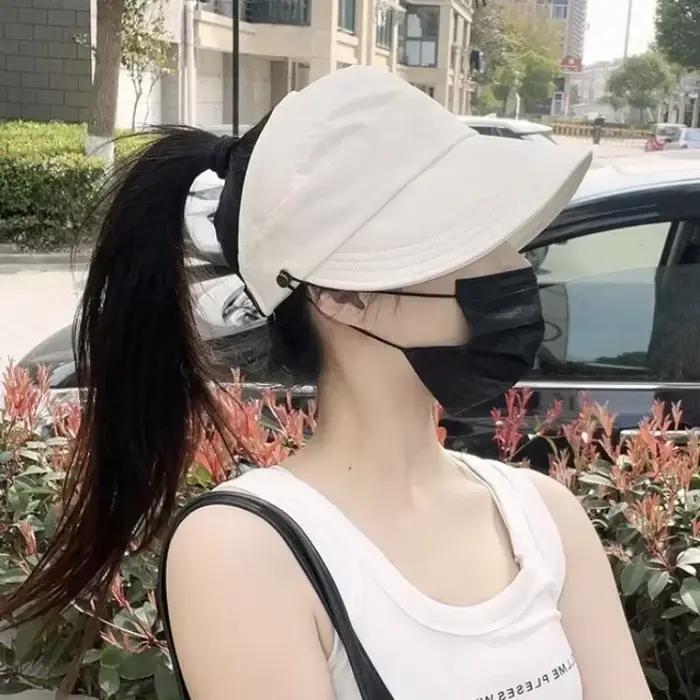 Women's Visors Fashion Sun Protection Hats Creative Face Mask Hook Design