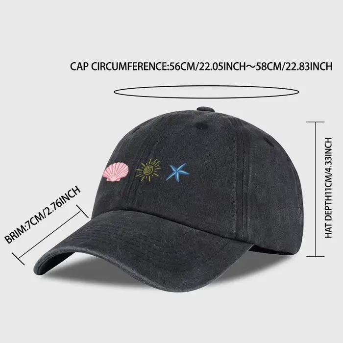 Casquette de baseball délavée avec imprimé coquillage et étoile de mer