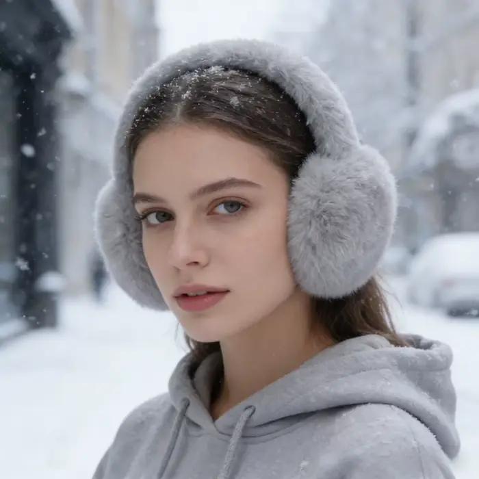 Cache-oreilles en fausse fourrure de lapin pour femmes