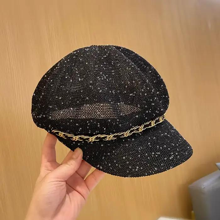 Chapeau Octogonal à Paillettes pour Femme