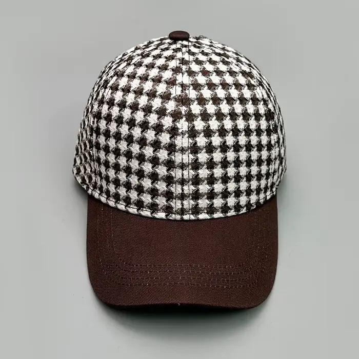 Casquette de Baseball pied-de-poule couleur bloc coton nouveaux hommes femmes crème solaire vérifier polyvalent mode