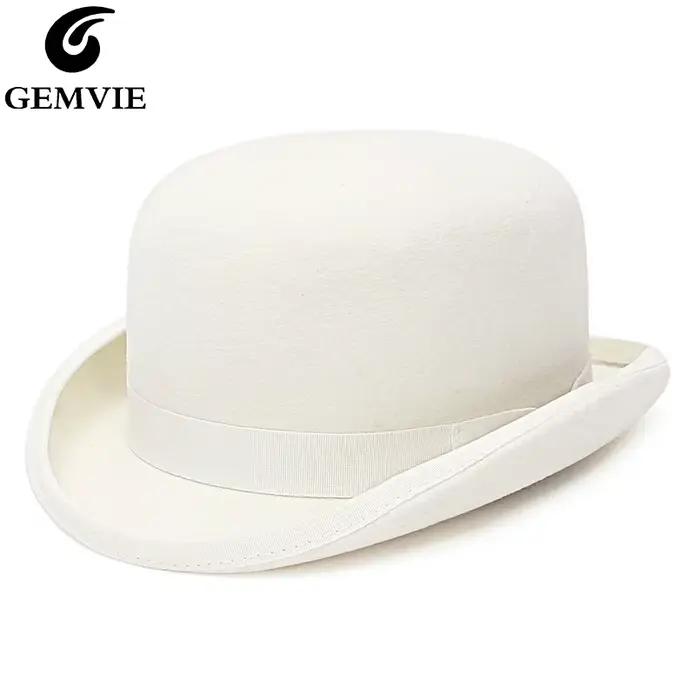 Chapeau melon en feutre de laine pour hommes et femmes