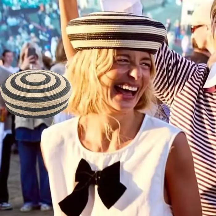 Mode France rayé dôme béret femmes marin chapeau été plage vacances église Derby fête