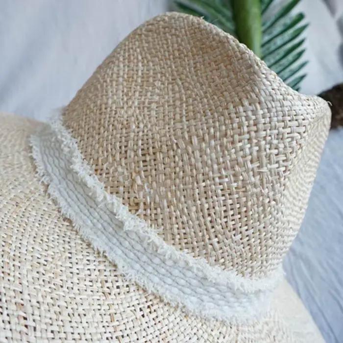 Chapeau de soleil en paille à large bord pour femme