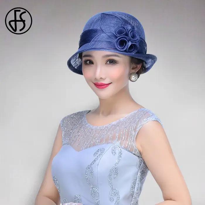 Sinamay-Chapeau Fedora de Mariage Élégant pour Femme