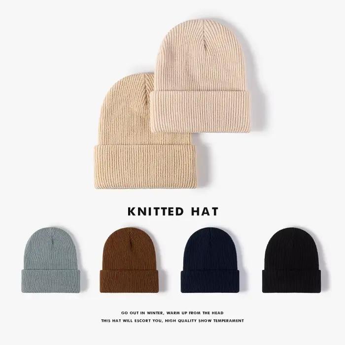 Bonnet en tricot noir unisexe