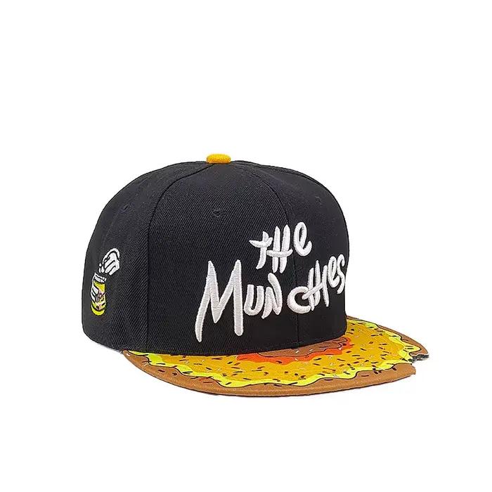 Eye PIZZA Chapeau hip hop brodé à bord plat de dessin animé