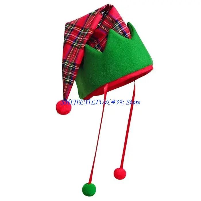 Chapeau d'elfe noël avec pompons