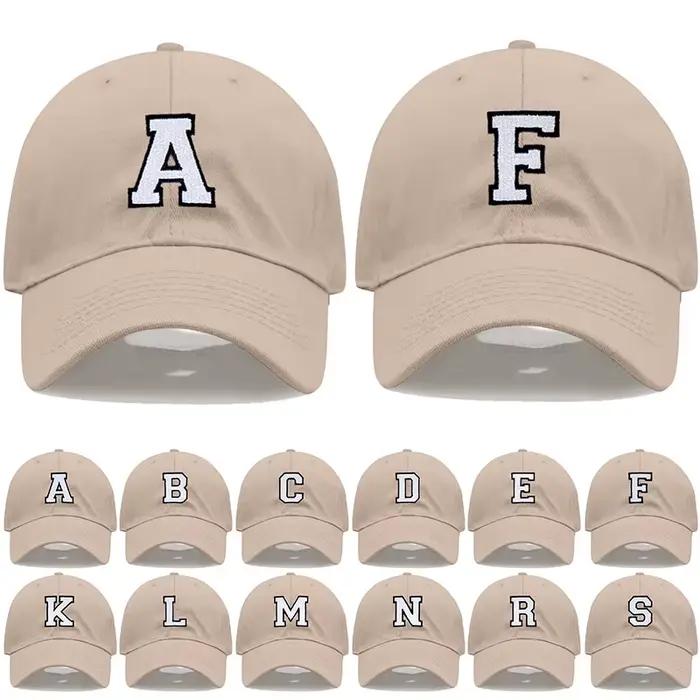Casquette de baseball kaki brodée avec initiales A-Z pour femmes et hommes