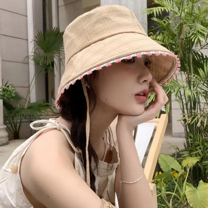 Chapeau Bob en Dentelle à Bord Large pour Femme