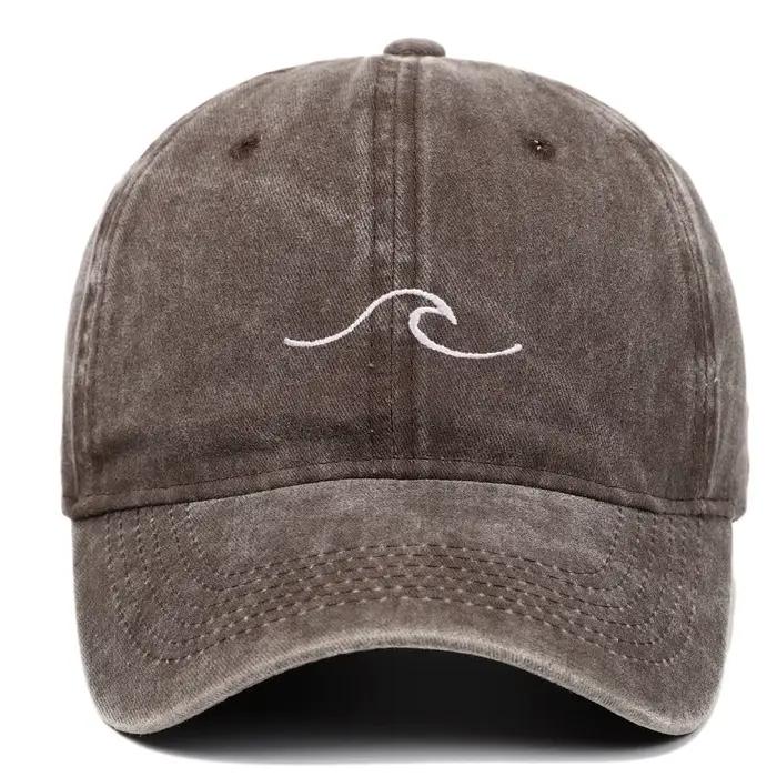 Casquette de baseball MAZIAO brodée motif ondulé délavé chapeau rétro chic pour hommes et femmes toutes saisons voyage occasions spéciales
