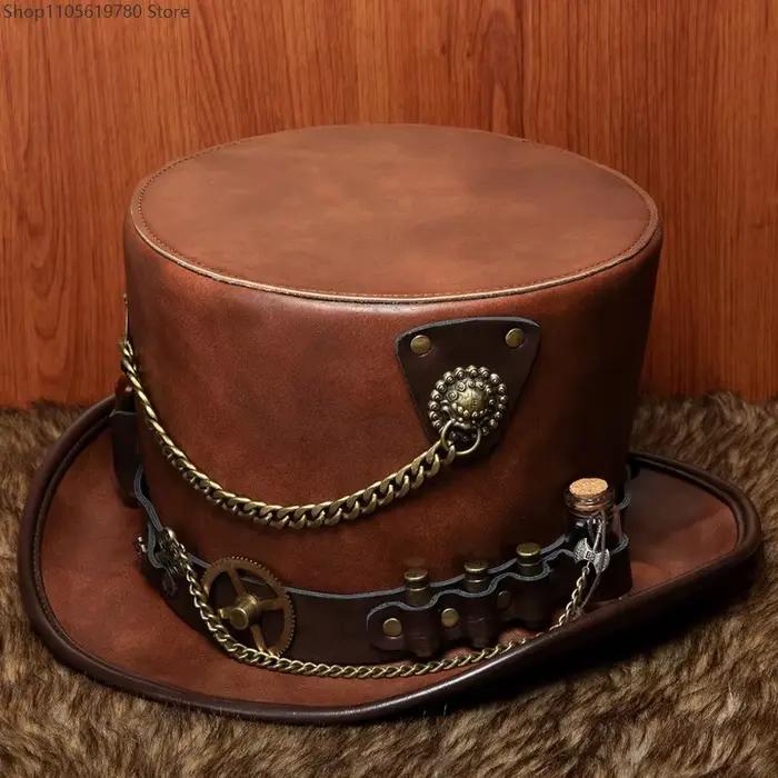 Chapeau haut de forme victorien steampunk 2026 avec lunettes