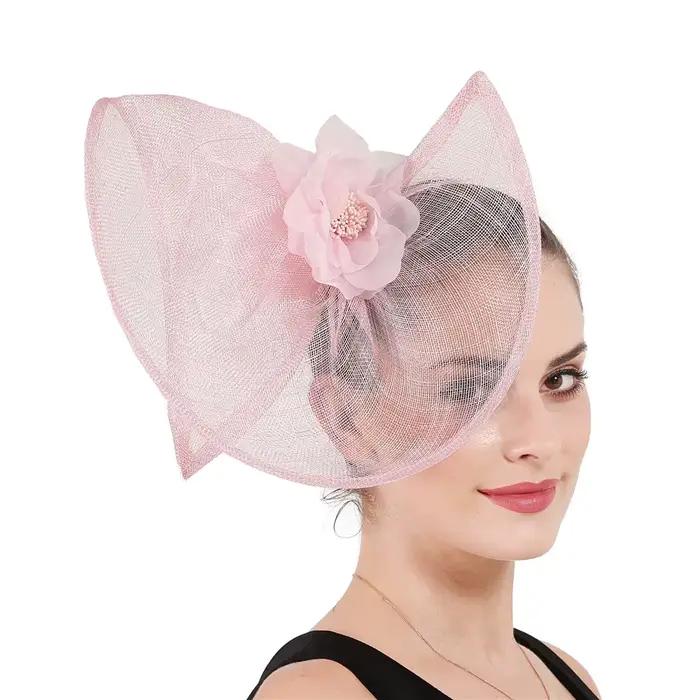 Sinamay-Chapeau Fascinateur Jaune Élégant pour Femme