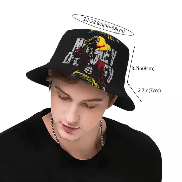 Chapeau de Seau Bob One Piece Anime pour Adolescent Protection Solaire Polyvalent Style Streetwear Occasions Spéciales Activités Extérieures