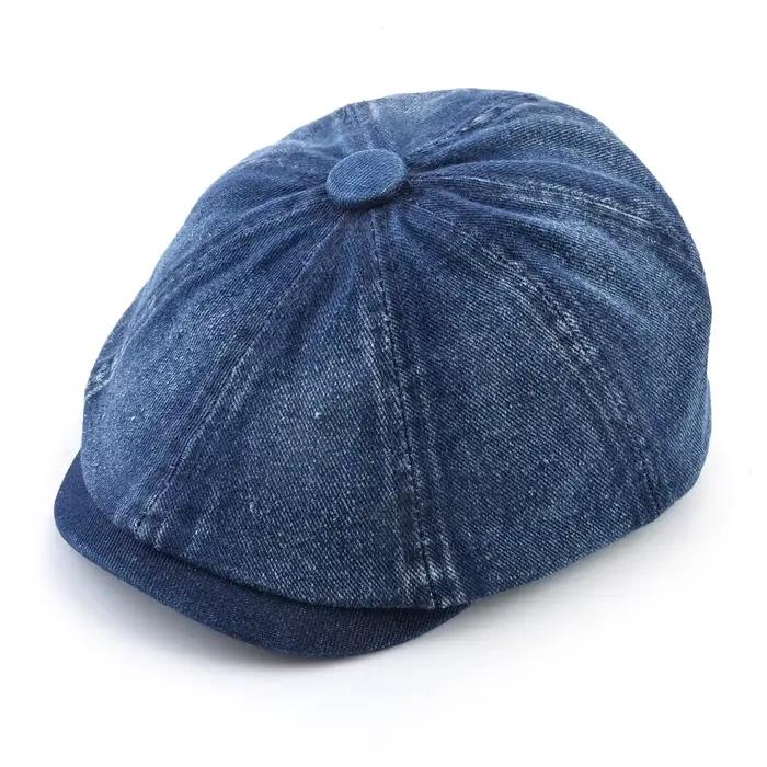 Chapeau béret en denim lavé pour hommes