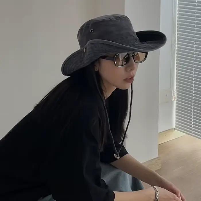 Chapeau de cow-boy bleu unisexe pour hommes et femmes, chapeau de plage en denim, chapeau de soleil pour extérieur, chapeau de pêcheur, printemps et automne, bucket hats polyvalents