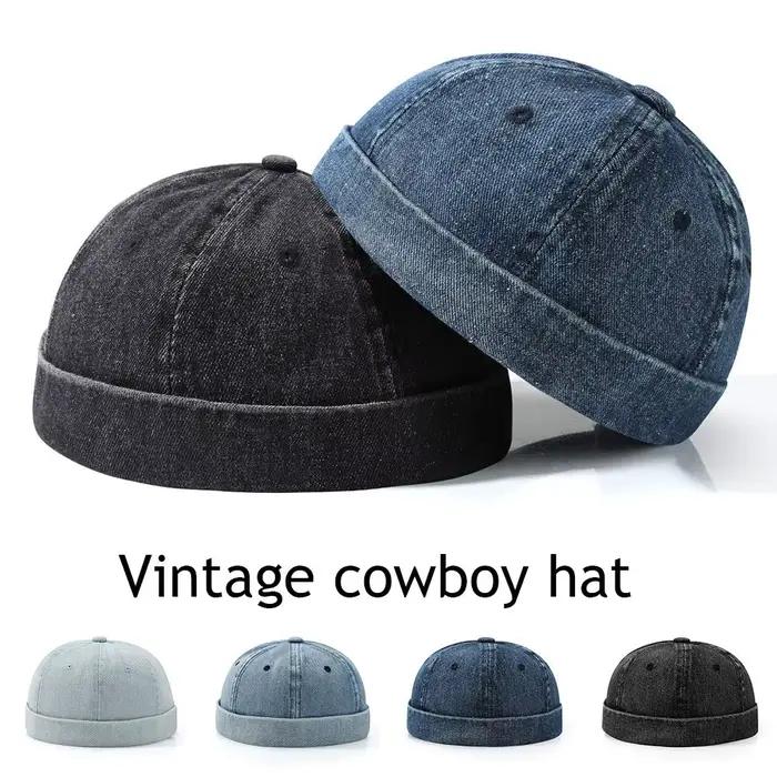 Mode dôme Melon casquette Vintage Denim sans bords chapeau Hip Hop propriétaire
