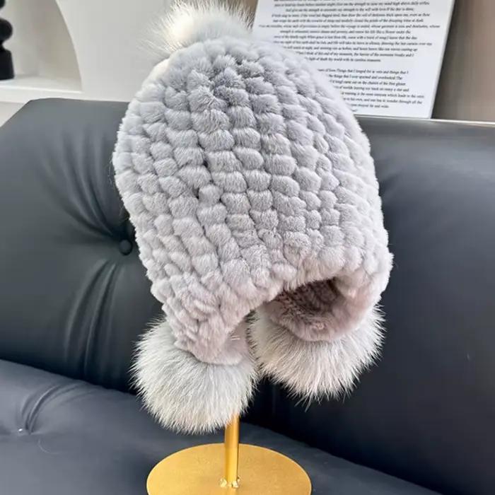 Véritable Rex lapin fourrure chapeau mode grand renard