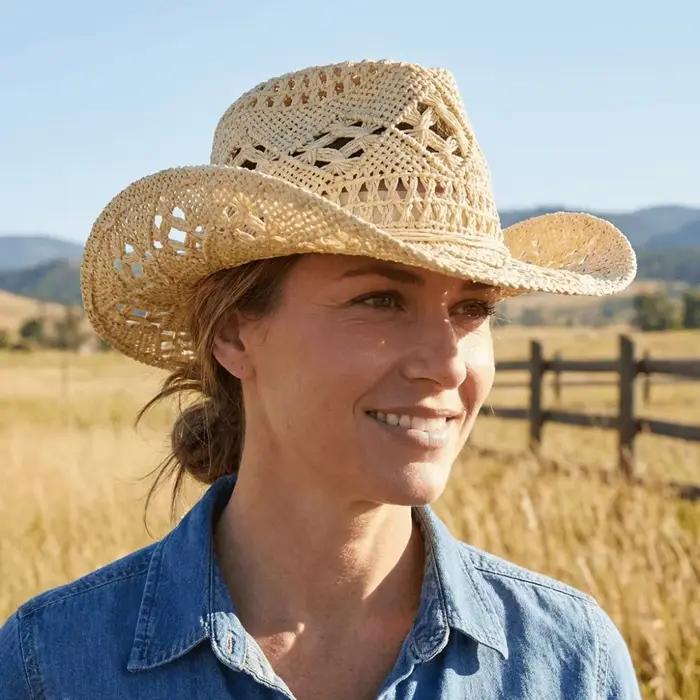 Chapeau de paille bohème ajouré tendance