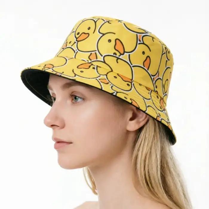 Chapeau de pêcheur imprimé canard jaune