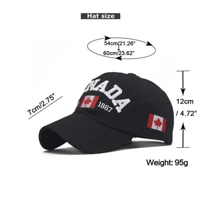 Casquette de baseball ajustable « I Love Canada » avec drapeau imprimé