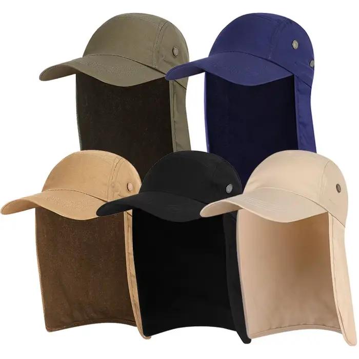 Chapeau de soleil respirant à large bord avec rabat de cou – Casquette de pêche de protection UV pour les activités de