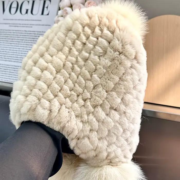 Véritable Rex lapin fourrure chapeau mode grand renard