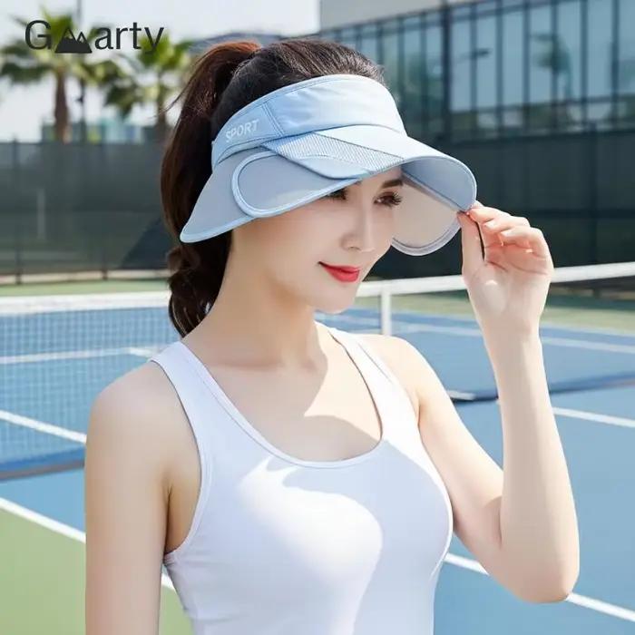 Chapeau de sport d'été pour femme chapeau de soleil à large bord rétractable réglable protection UPF50 pour randonnée voyage décontracté blanc bleu gris kaki rouge noir