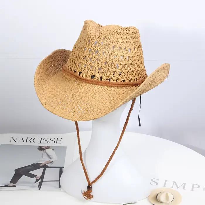 Chapeau de cowboy occidental en paille pour hommes et femmes