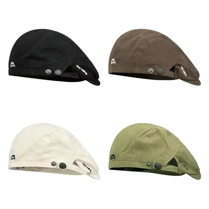 Béret brodé en coton, chapeau de journal