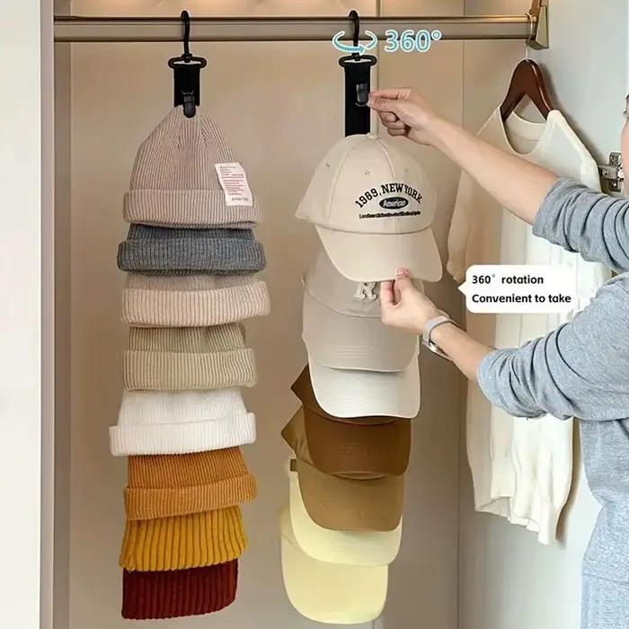 Support de rangement pour chapeaux avec 8 pinces - Peut contenir 8