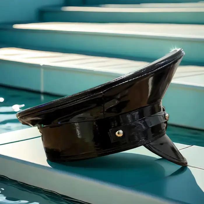 Casquettes militaires unisexes en cuir PU