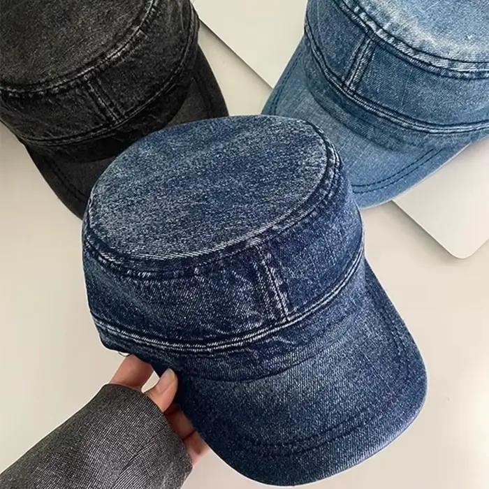 Casquette coréenne vintage en denim à visière plate