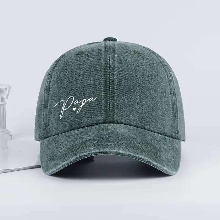 Casquette de baseball rétro avec impression manuscrite « Papa » - Chapeau de soleil simple et réglable - Cadeau pour la fête des pères pour homme - Camping et pêche
