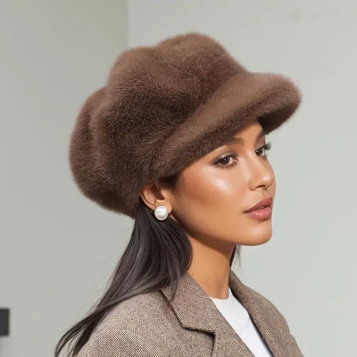 Bérets en peluche d'automne et d'hiver pour femmes